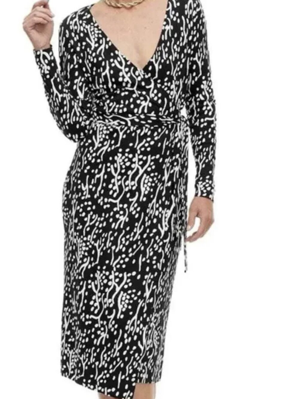 Diane von Furstenberg x Target Women's Midi Sea Spots Black Wrap Dress